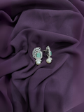 Glitter Jewellery Mint Green Crystal & Pearl Drop Earrings in Silver Finish