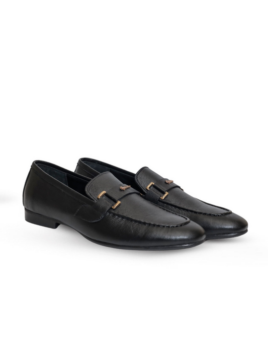 Black cow leather shoes with a smooth, polished finish and classic design, built for comfort and versatile style.