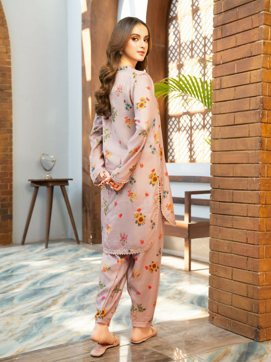 Panache Apparel Fiona SS'25 Dobby Lawn Printed Stitched Suit-Bliss