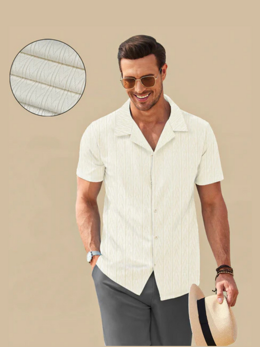 Jupiter Plain Knitwear Lapel Collar Button Shirt-15153
