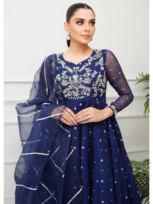 Allure By IH Lehr Chiffon Embroidered Lehenga-Sundae