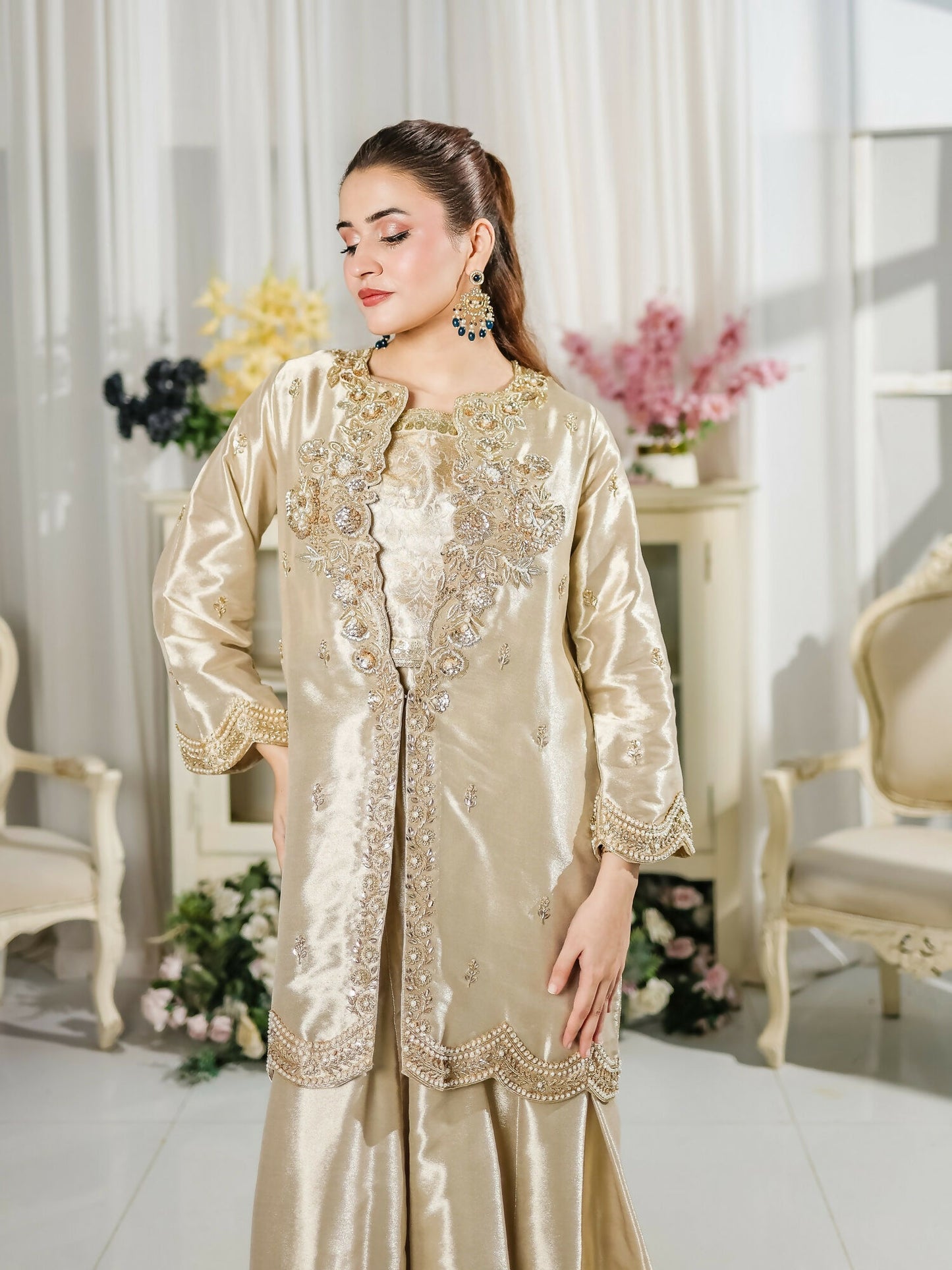 Farooq Hameed Studio Wedding Festive'25 Pure Laama Silk Embroidered Stitched 3-Piece Suit-Merivah