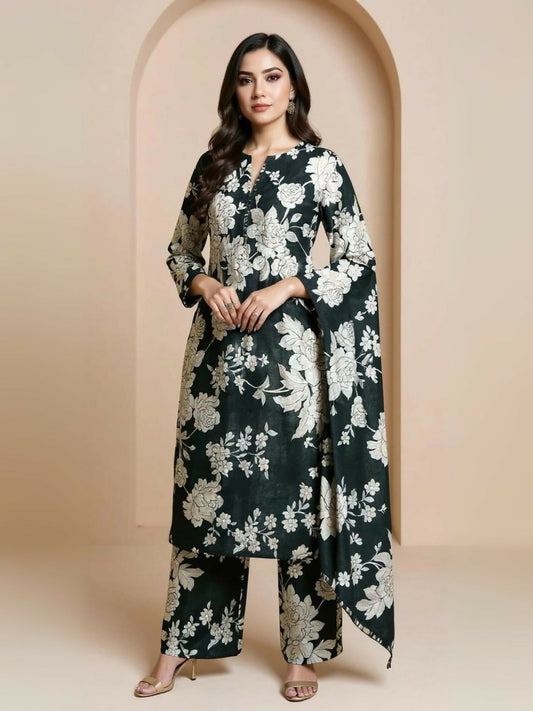 Bin Shaukat unstitched 2-piece digital lawn suit with all-over print and matching printed trouser.