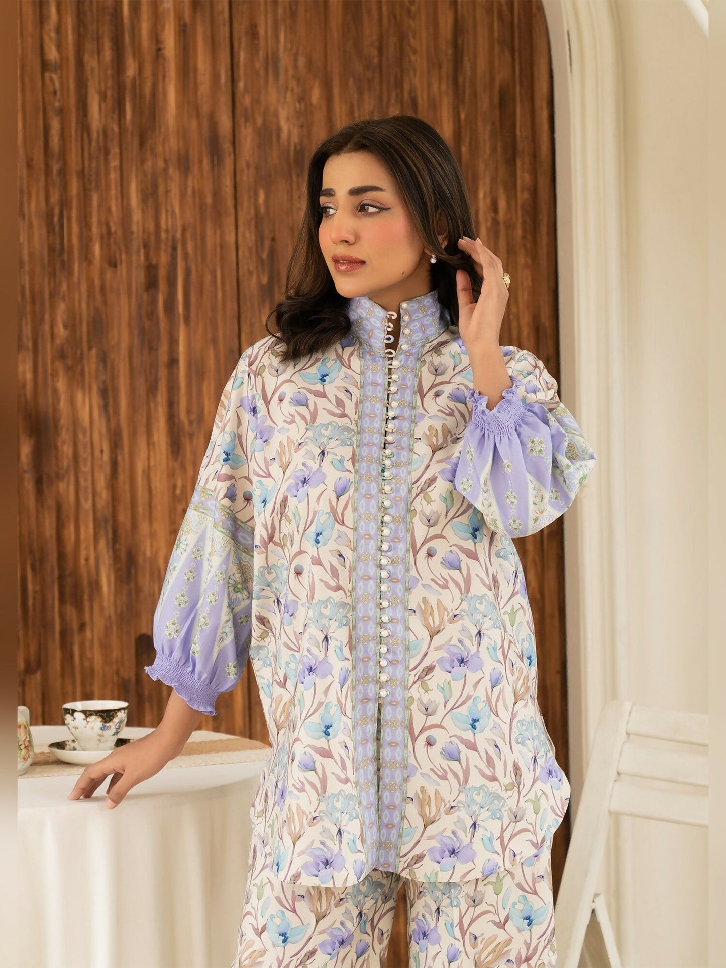 Allure By IH Summer Dreams Lawn Silk Printed Co-Ord Set-Violet