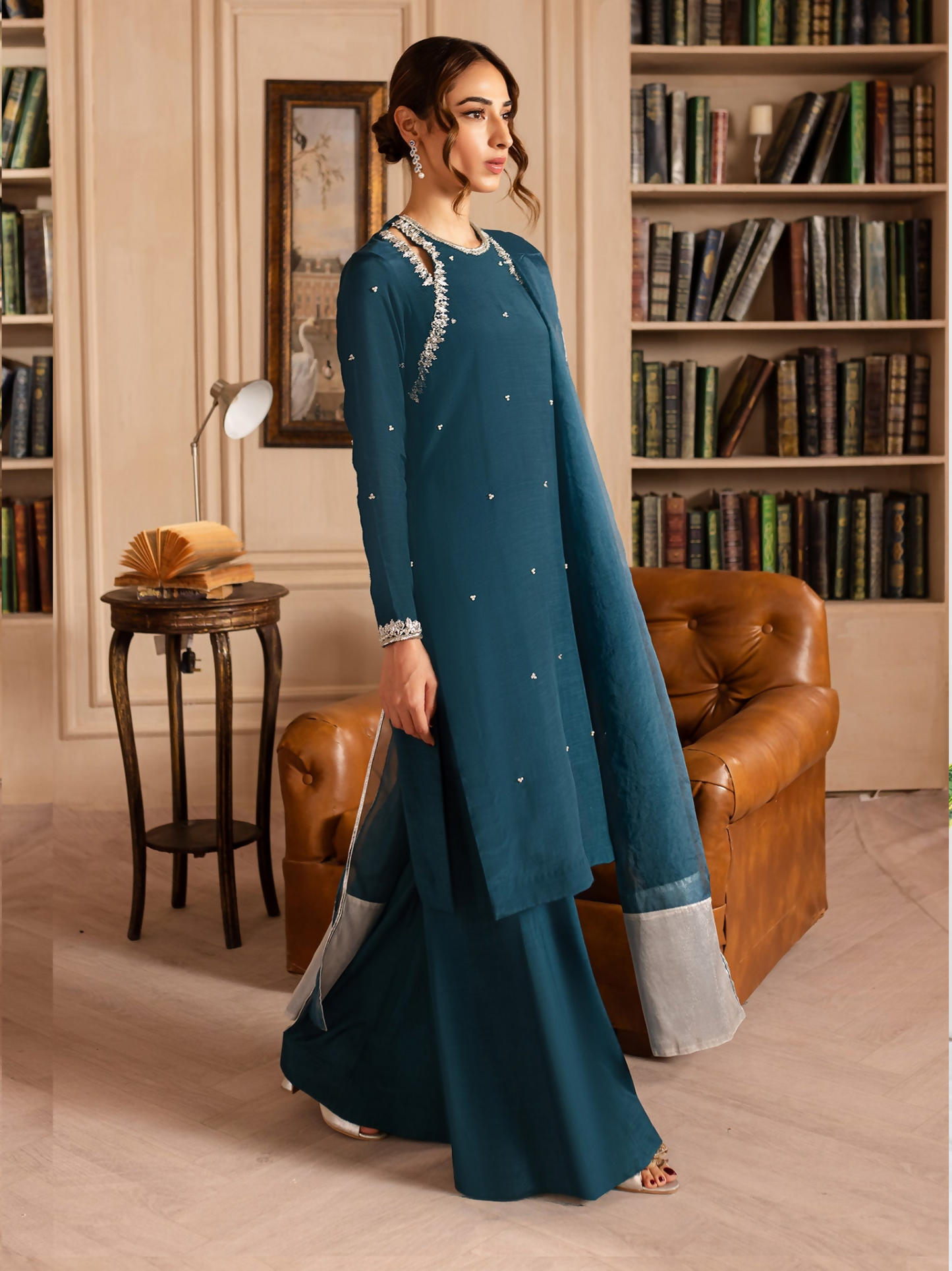 Allure By IH Luxury Pret Raw Silk Embellished Stitched 3-Piece Suit-Lucine