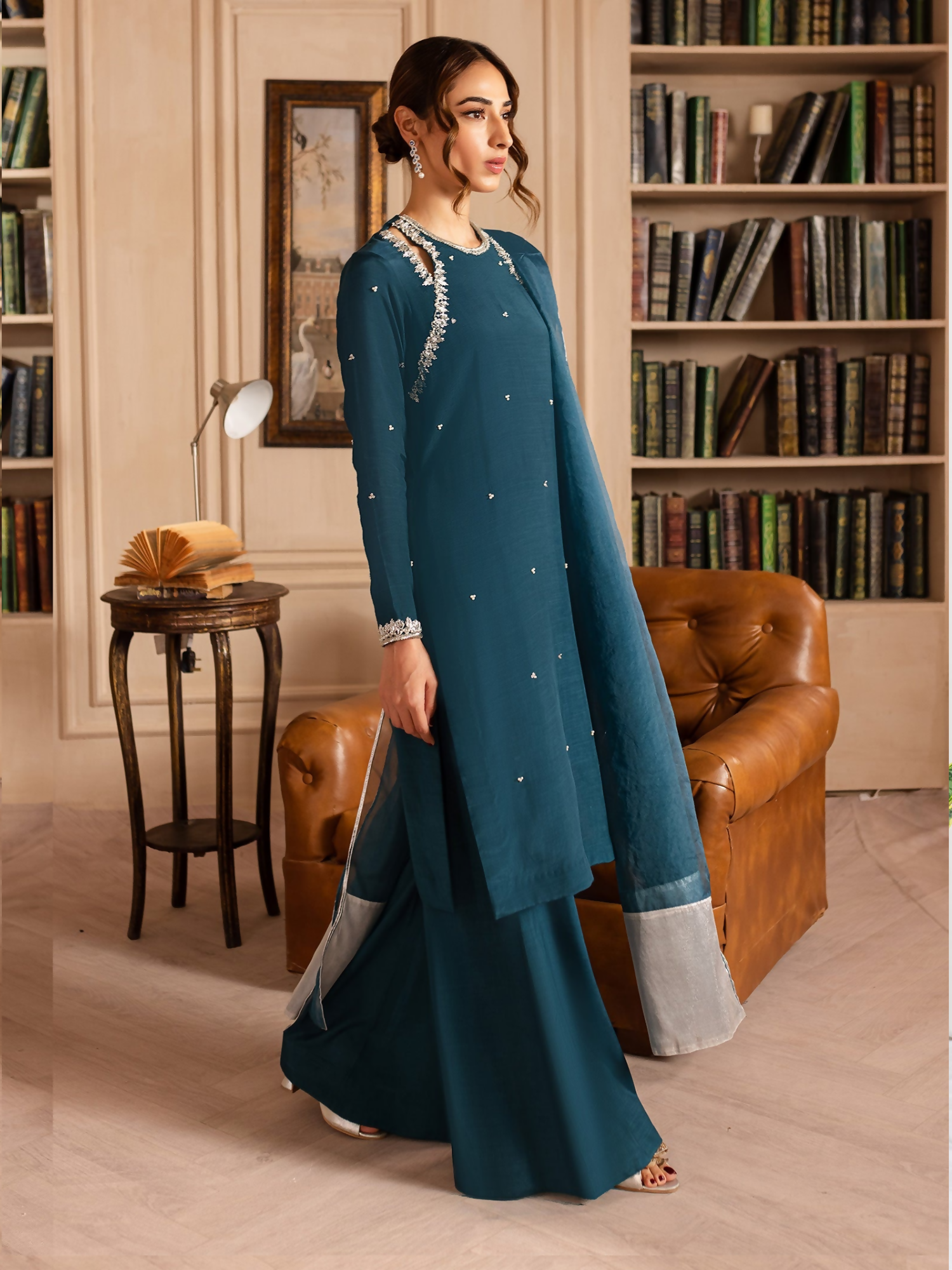 Allure By IH Luxury Pret Raw Silk Embellished Stitched 3-Piece Suit-Lucine