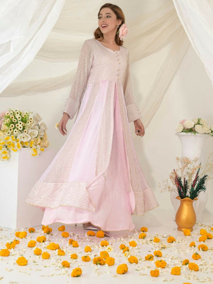 Ruby's Couture Gul-Bahar Chiffon Embroidered Stitched 2-Piece Suit-Miraal