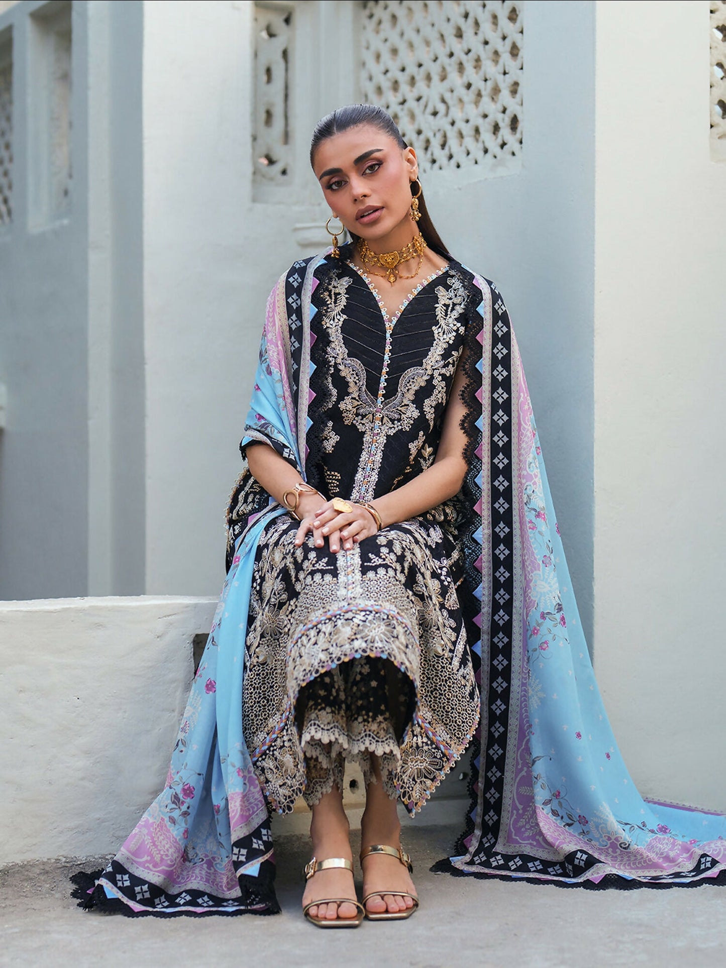 Binilyas Heritage Dore Summer'26 Lawn Embroidered Unstitched 3-Piece Suit-171-B