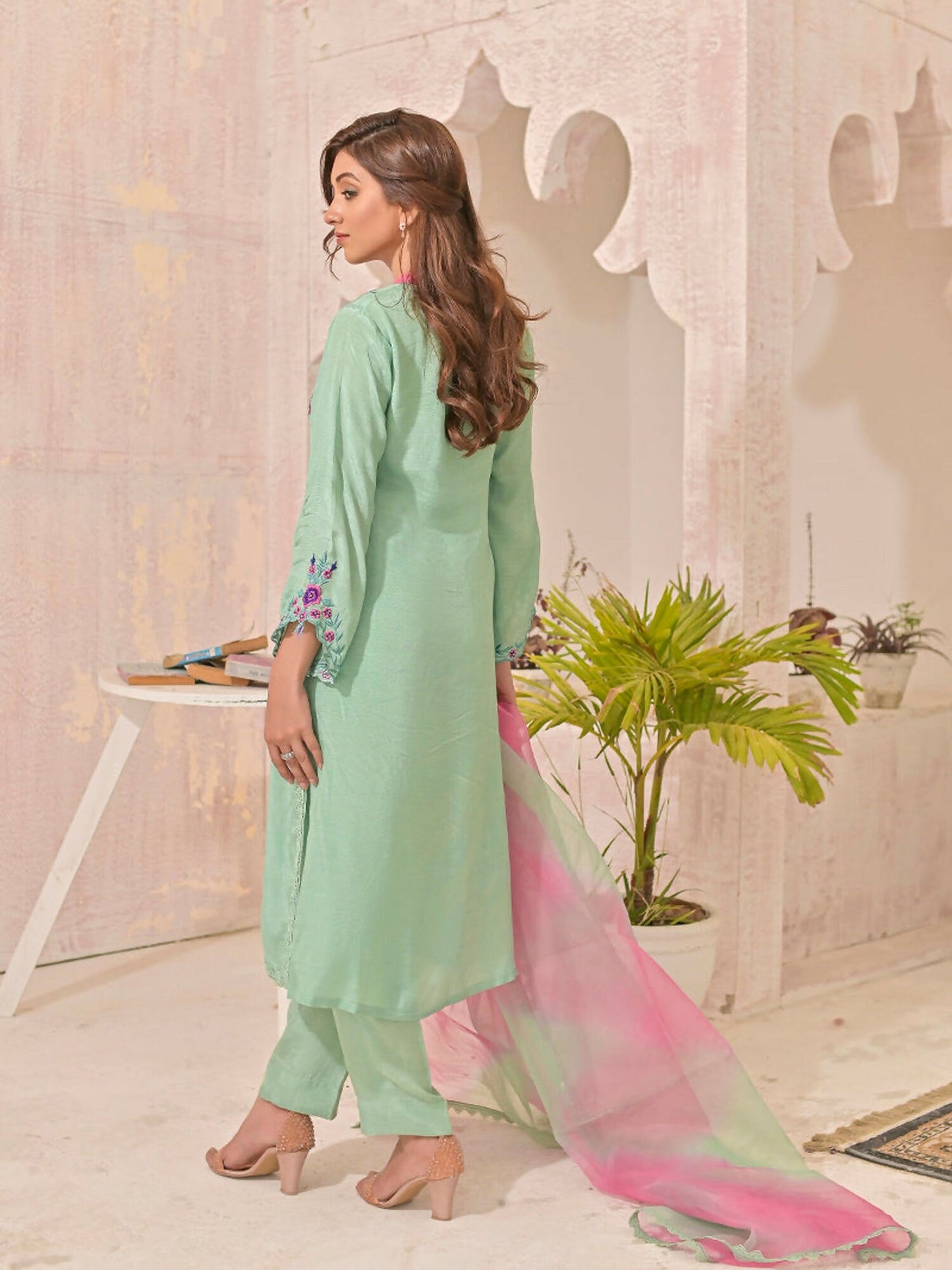 Ruby's Couture Panache Raw Silk Embellished Stitched 3-Piece Suit-Alayana