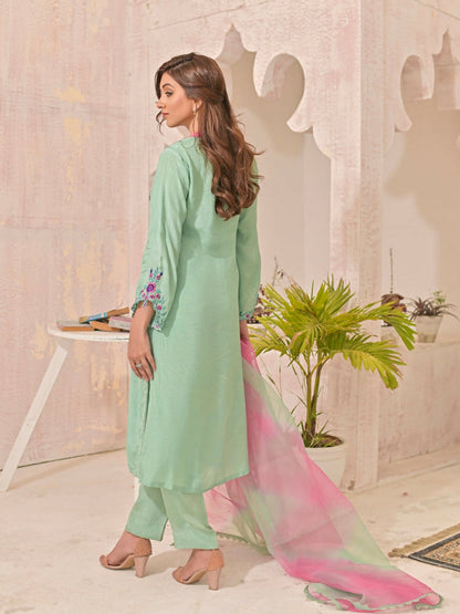 Ruby's Couture Panache Raw Silk Embellished Stitched 3-Piece Suit-Alayana