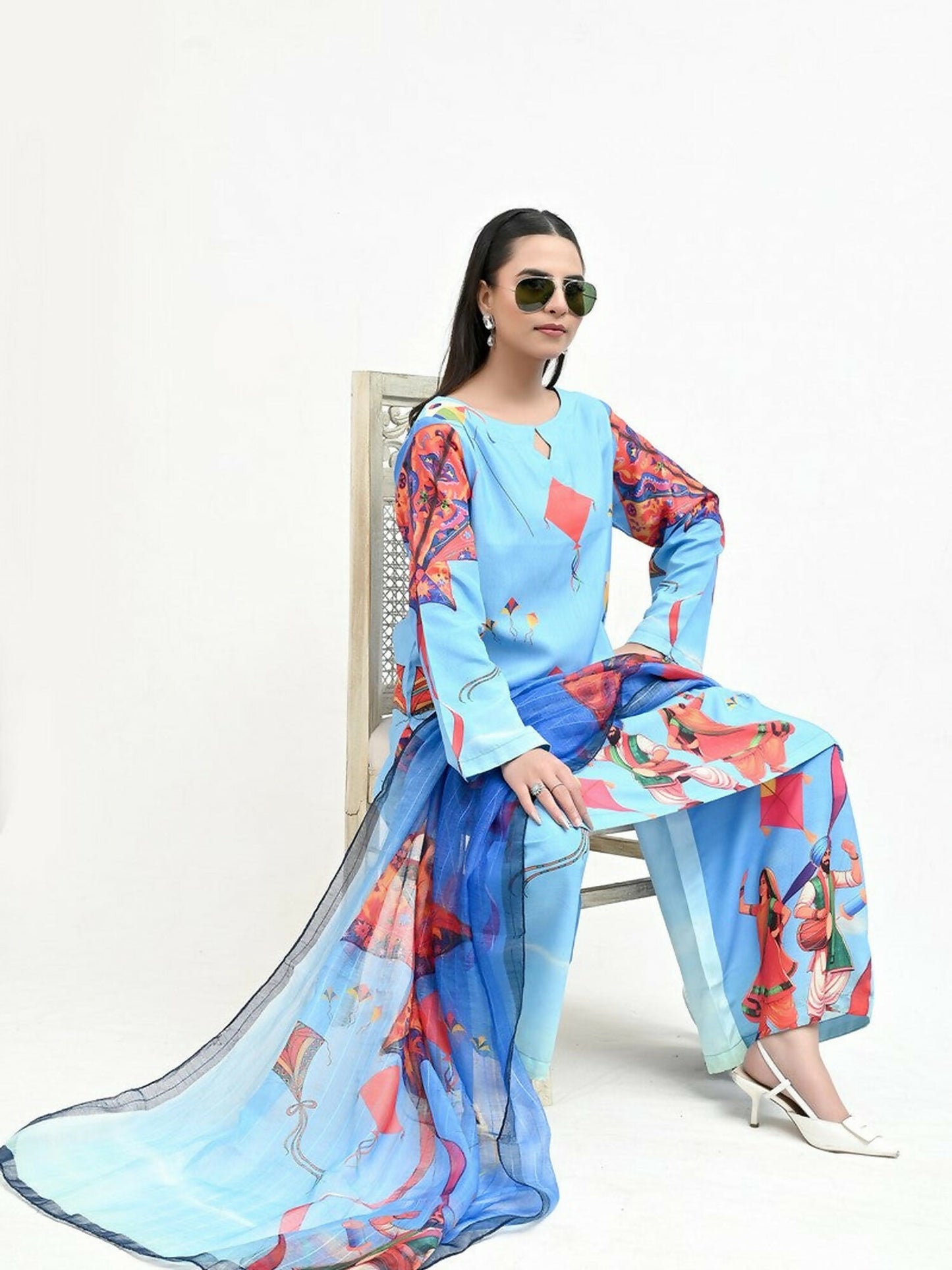 Imran Aftab Basant Mela Raw Silk Printed Stitched 3-Piece Suit-IARP 10