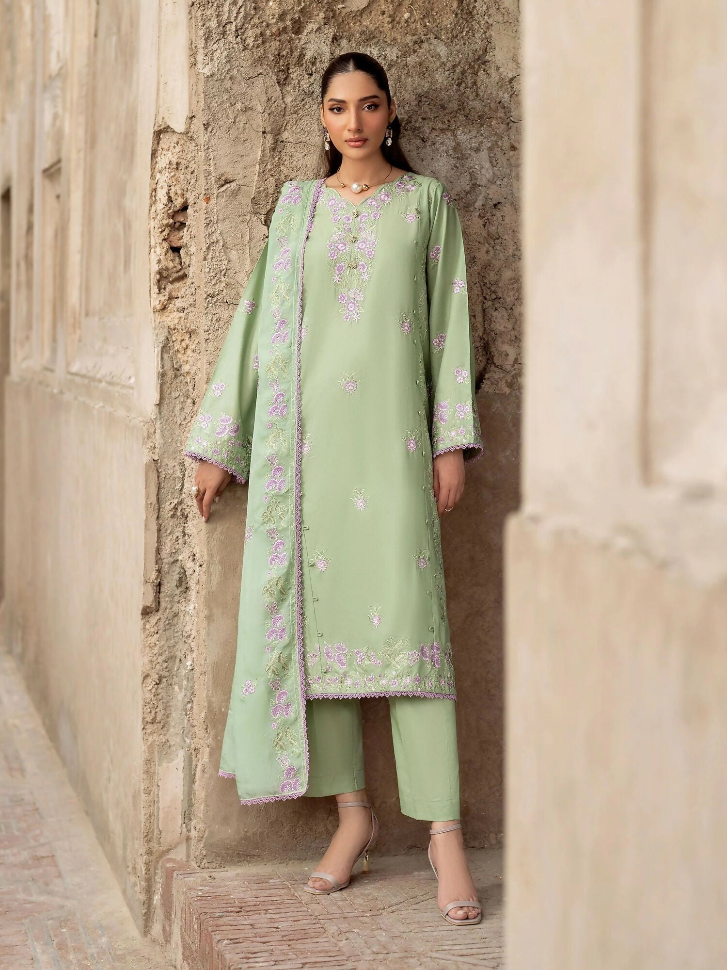 Panache Apparel Lawn Embroidered Stitched Suit-Roshni
