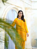 HU Studios Soléa Collection Lawn Cotton Embroidered Stitched 2-Piece Suit-Golden Marigold