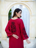 HU Studios Soléa Collection Lawn Cotton Embroidered Stitched 2-Piece Suit-Cherry Eclipse