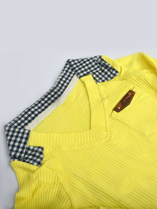 Funky's Plain HJBZ Contrast Checkered Fashion Tee Shirt-13658