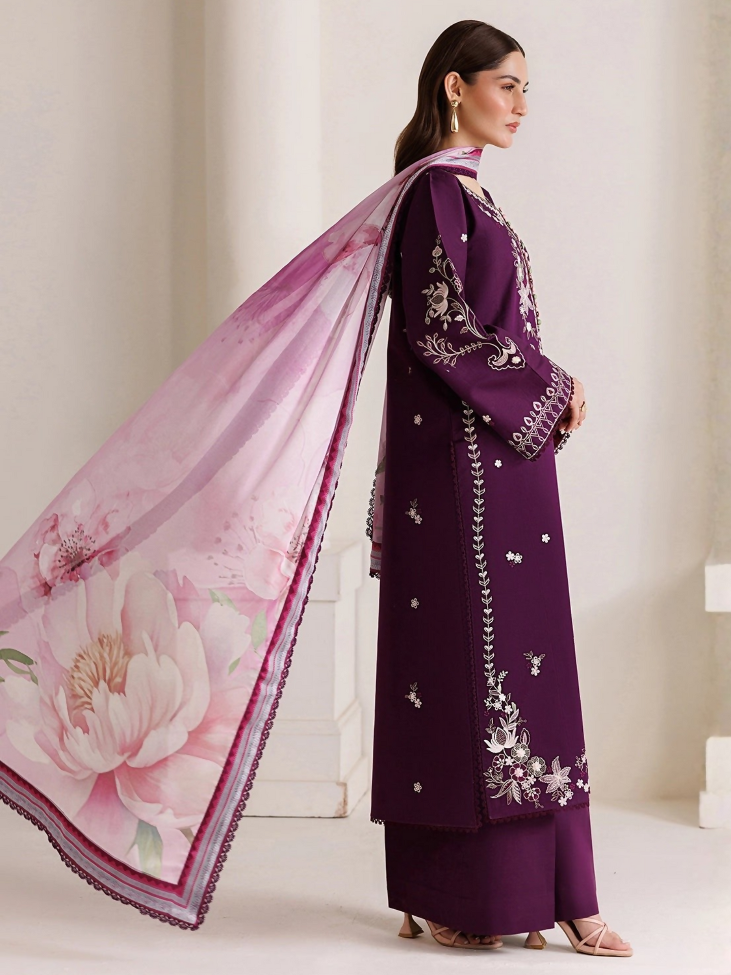 Panache Apparel Mistfall Vol II Cotton Embroidered Stitched Suit-Roselle