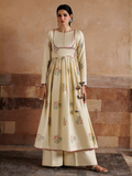 Cream Panache Apparel Noor Mahal Cotton Printed Stitched Suit-Noorzaad