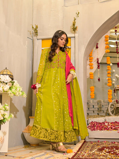 Ruby's Couture Poshak Khadi Net Embellished Stitched 2-Piece Suit-Hoorain