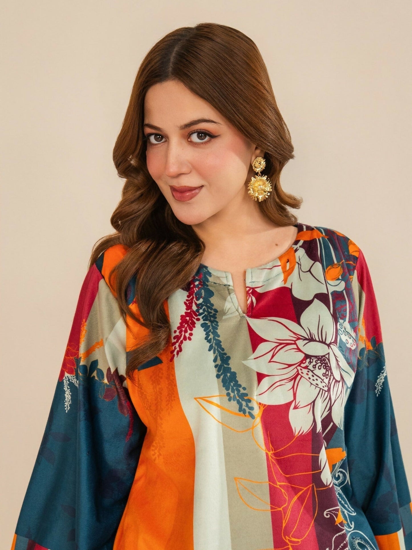 Stylish Collection Velvet Vogue Printed Co-Ord Set-Multi Melt