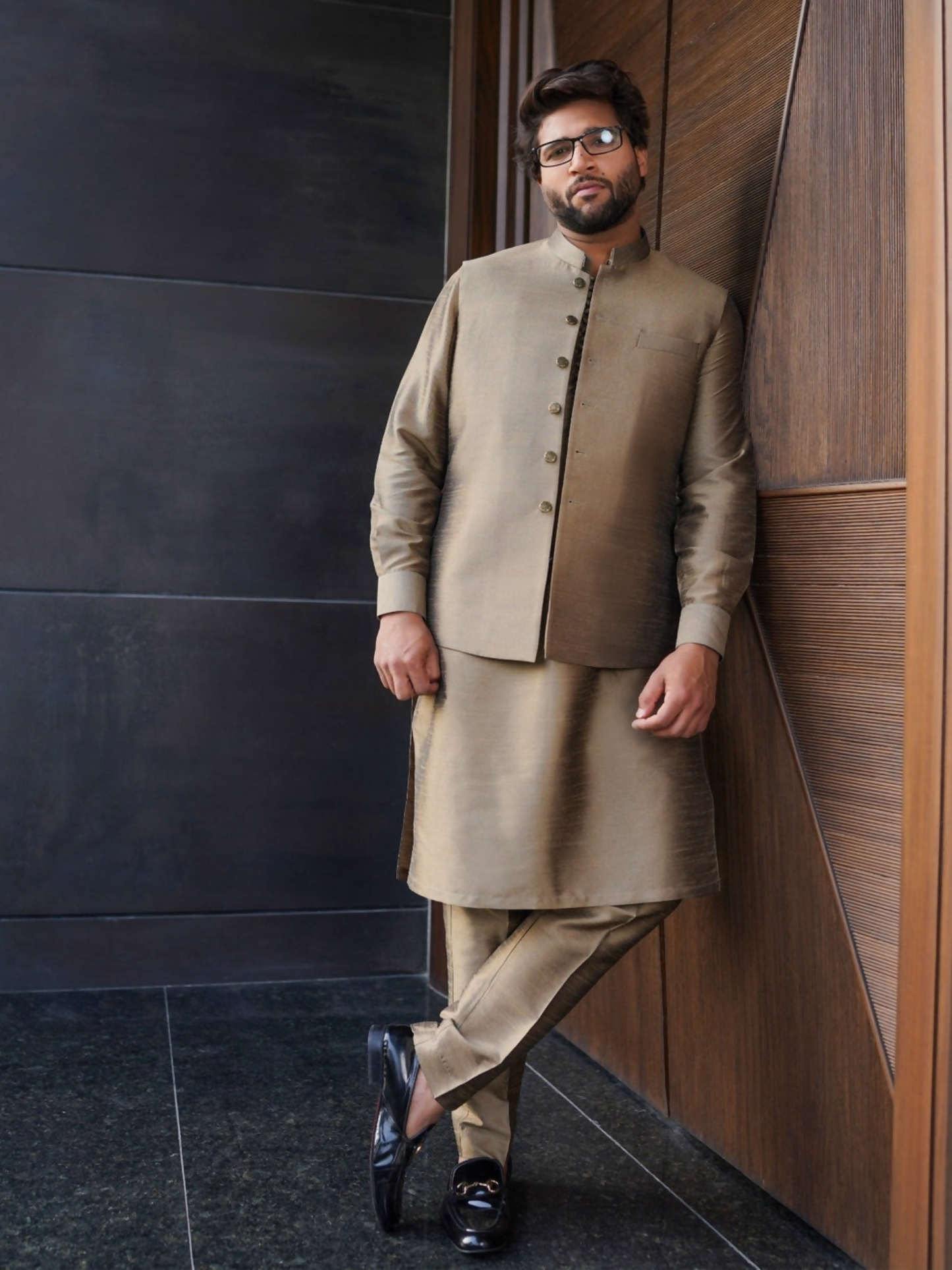 Gem Garments Raw Silk Waist Coat-Badshahi