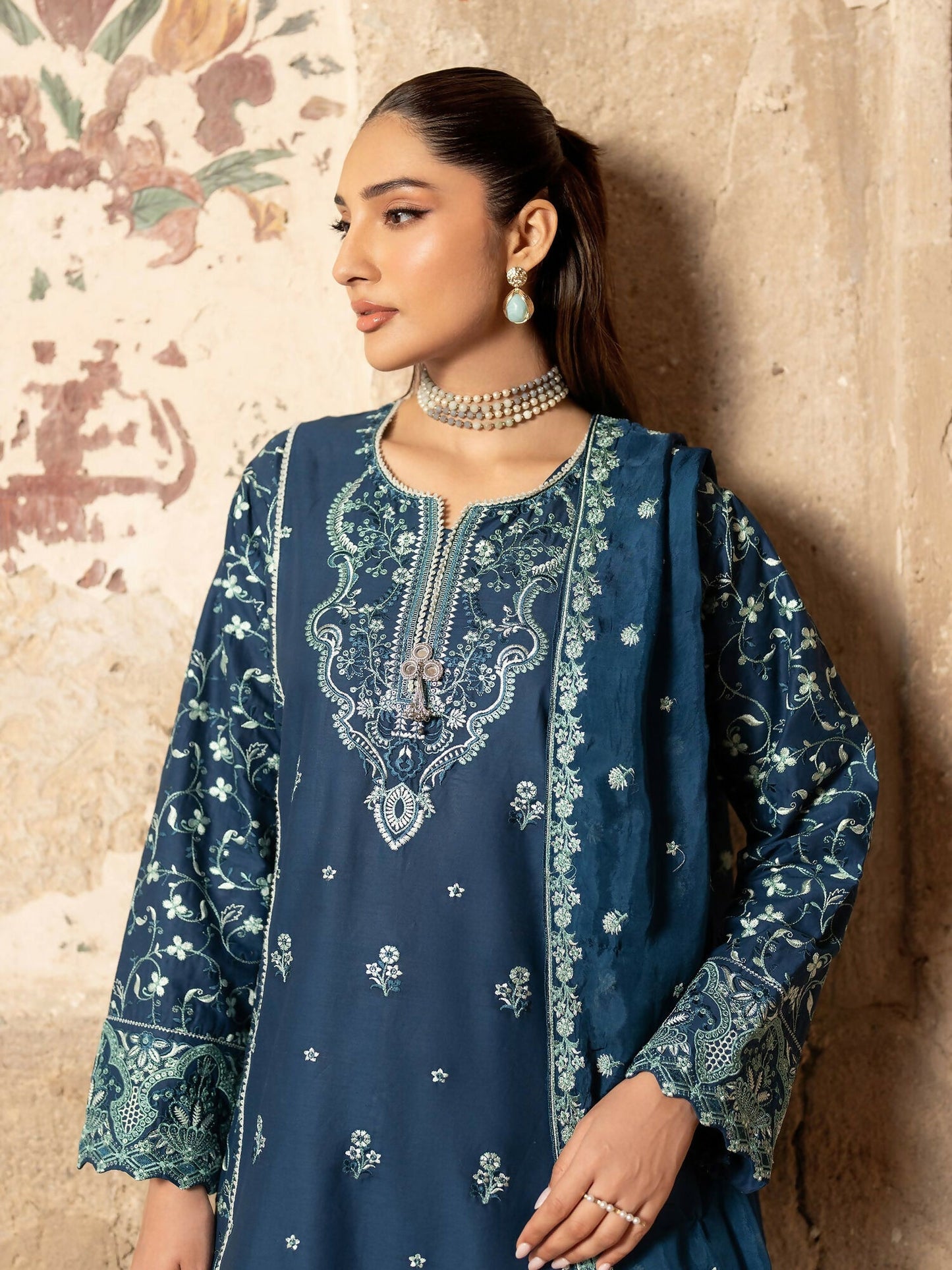 Panache Apparel Rang-e-Bahar Lawn Embroidered Stitched Suit-Gulzar