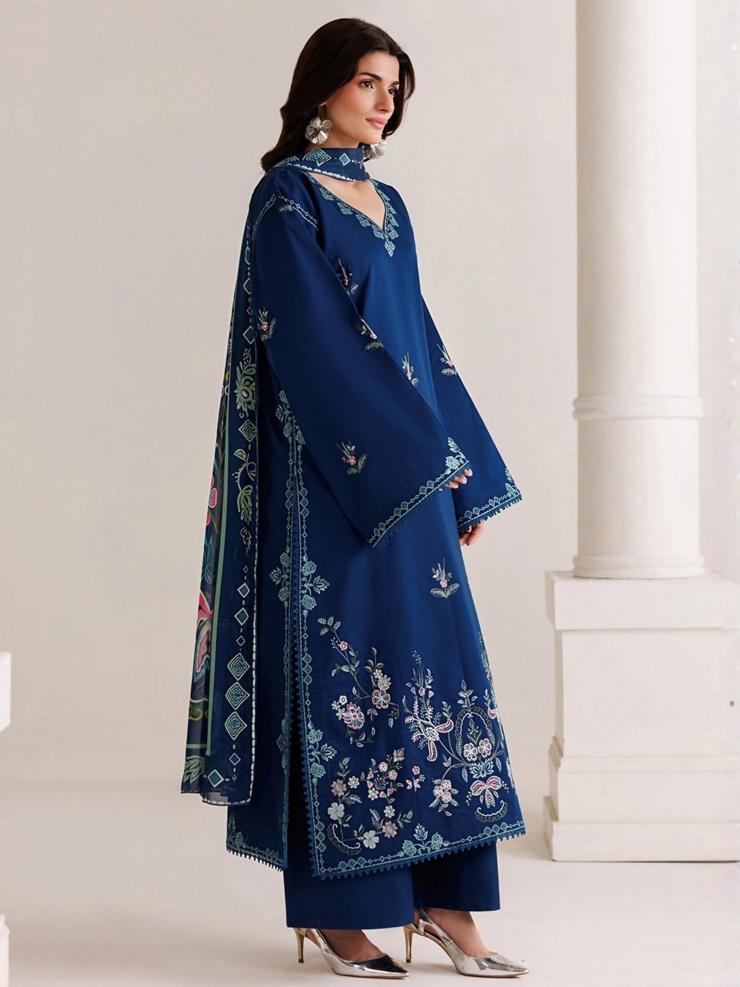 Panache Apparel Mistfall Vol II Cotton Embroidered Stitched Suit-Evara
