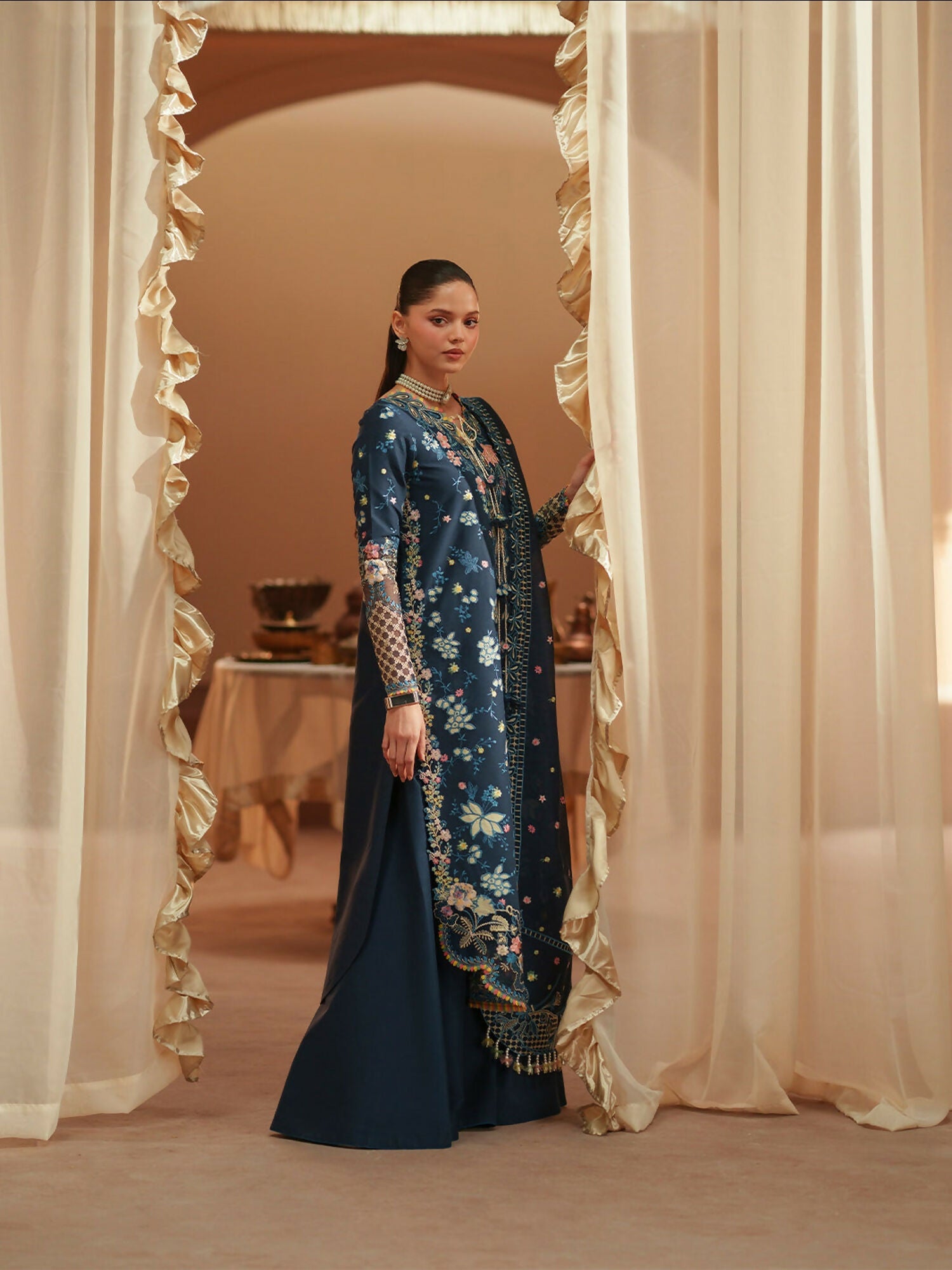 Binilyas Mashriq Luxury Lawn'26 Embroidered Unstitched 3-Piece Suit-D-117-C