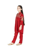 Velvour Girls Cotton Embroidered Stitched 2-Piece Suit-VG77-D