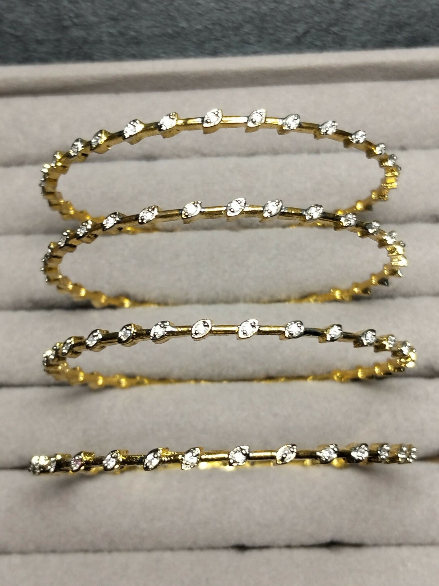 H&A Jewellery One Carat Silver Rhodium-Plated Bangles with Semi-Precious Stones