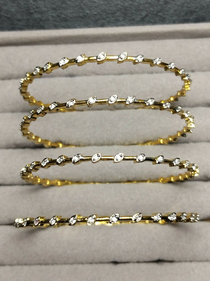 H&A Jewellery One Carat Silver Rhodium-Plated Bangles with Semi-Precious Stones