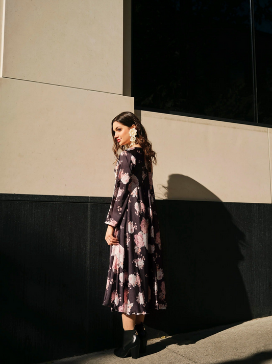 Panache Apparel Silk Printed Dress-Chic