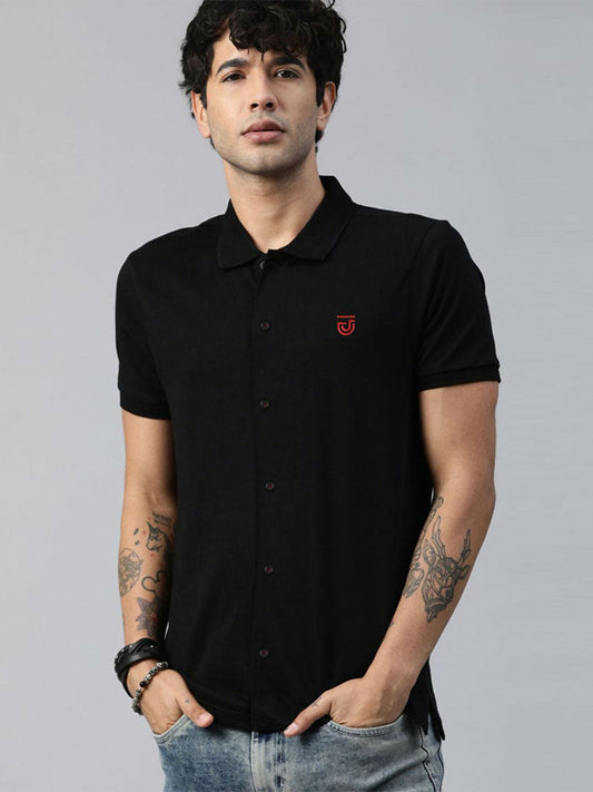 Jupiter cotton polo for men with premium collar, embroidered logo, and breathable honeycomb knit pattern.