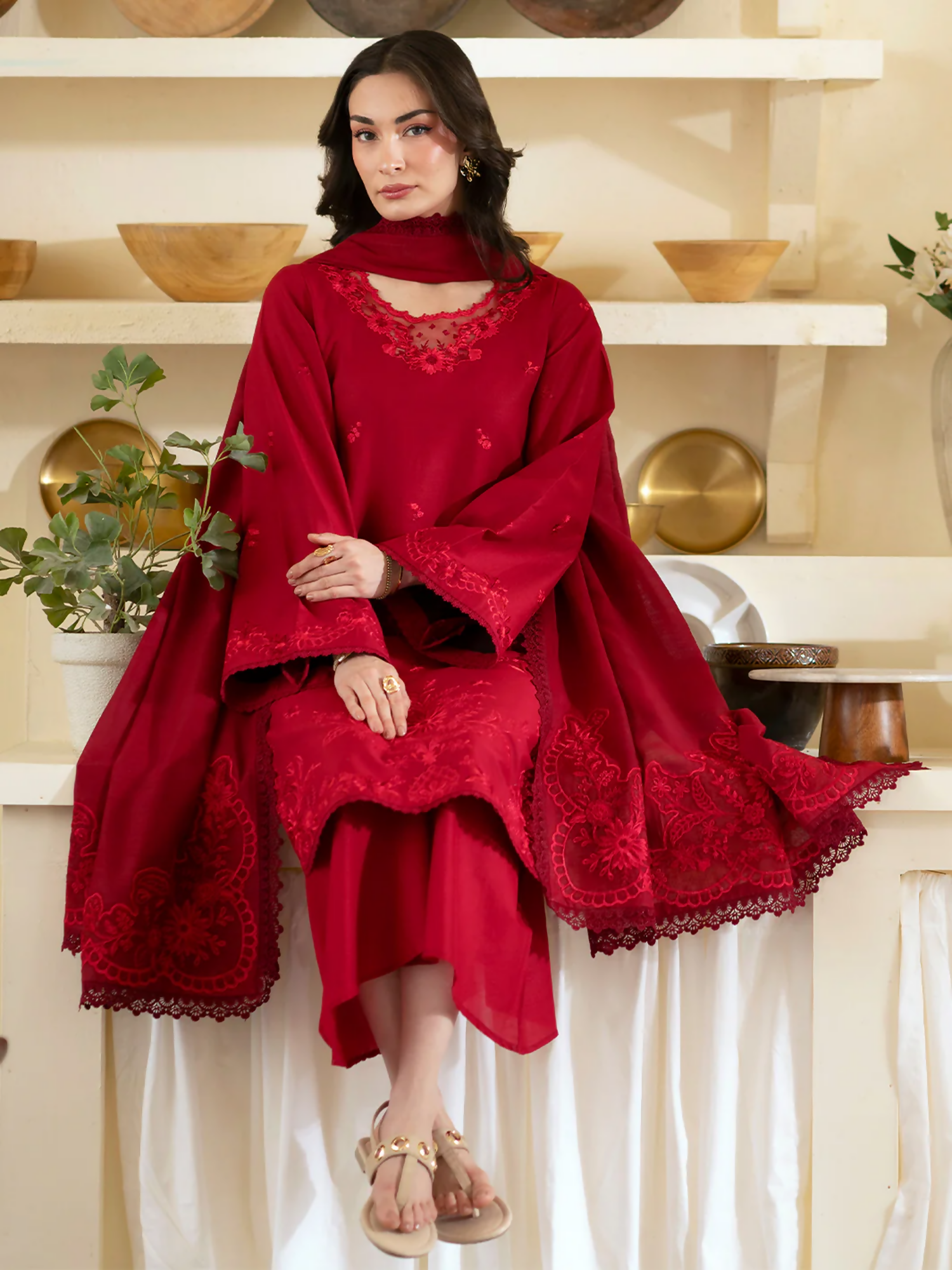 Mahnur Ember Lawn Embroidered Stitched 3-Piece Suit-EM-012