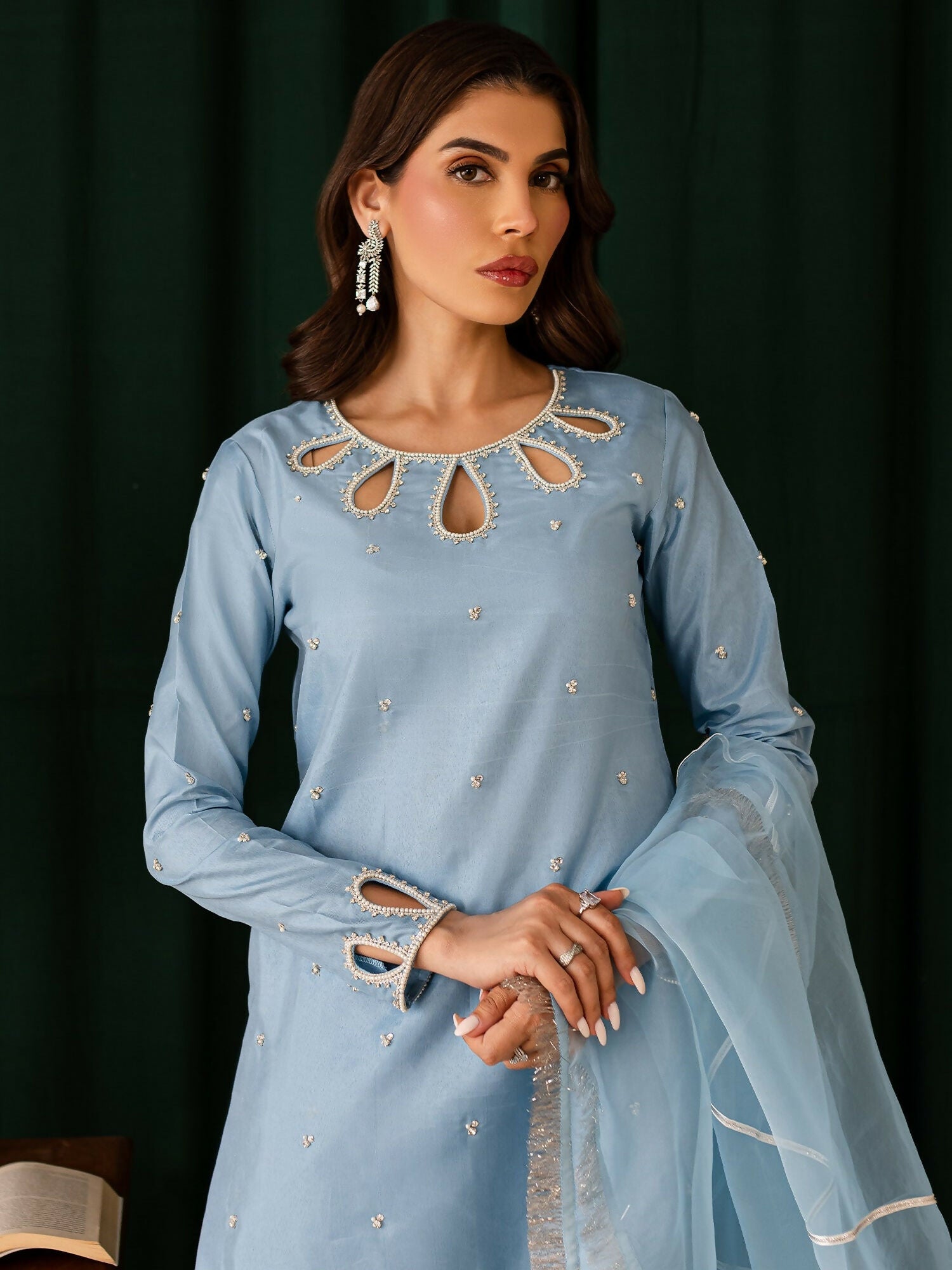 Allure By IH Raw Silk Embellished Stitched 3-Piece Suit-Nuray
