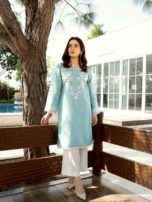Panache Apparel Cotton Embroidered Stitched 2-Piece Suit-Pearly