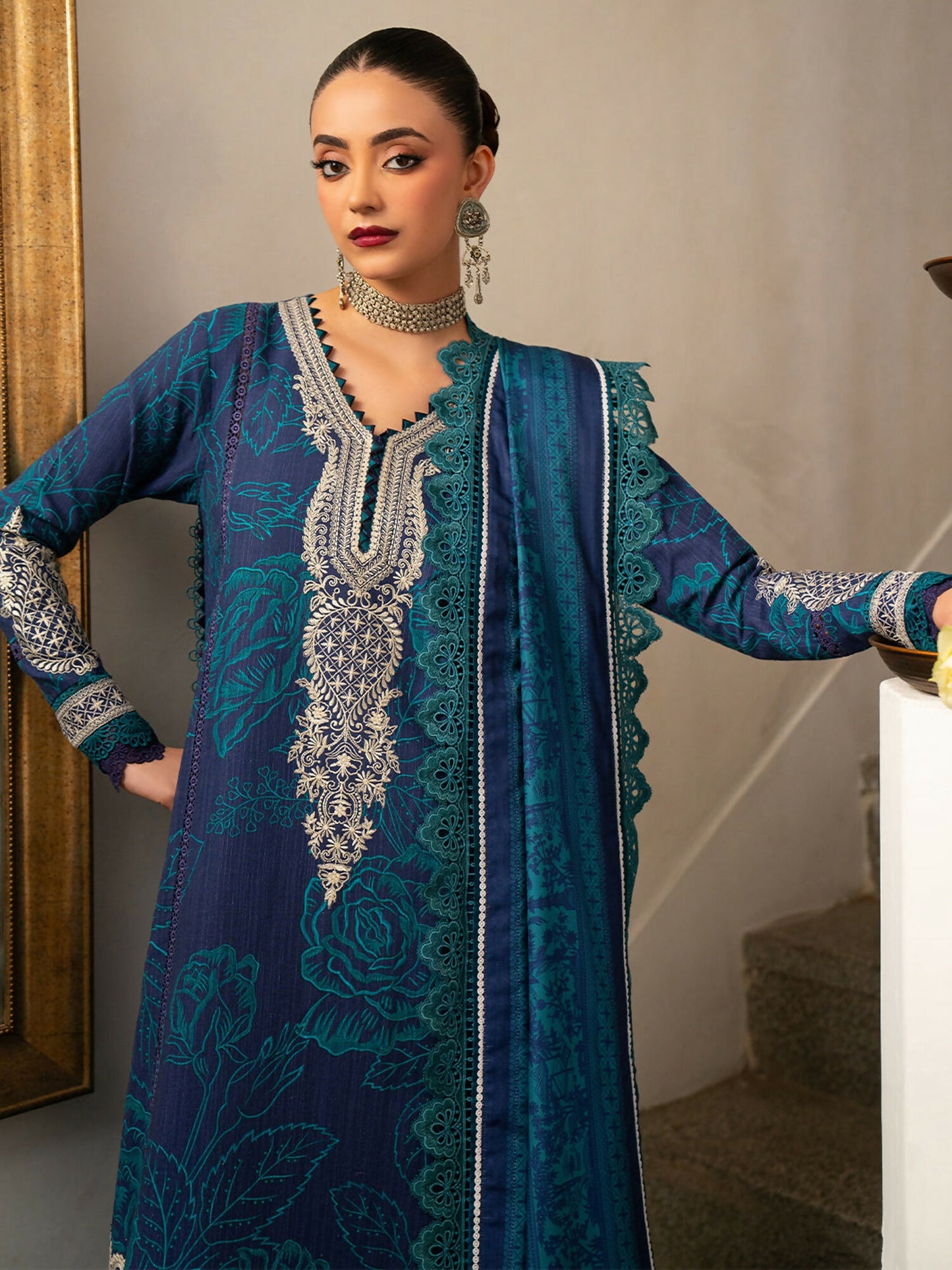 Binilyas Gulrukh Khaddar Embroidered Unstitched 3-Piece Suit-65-A