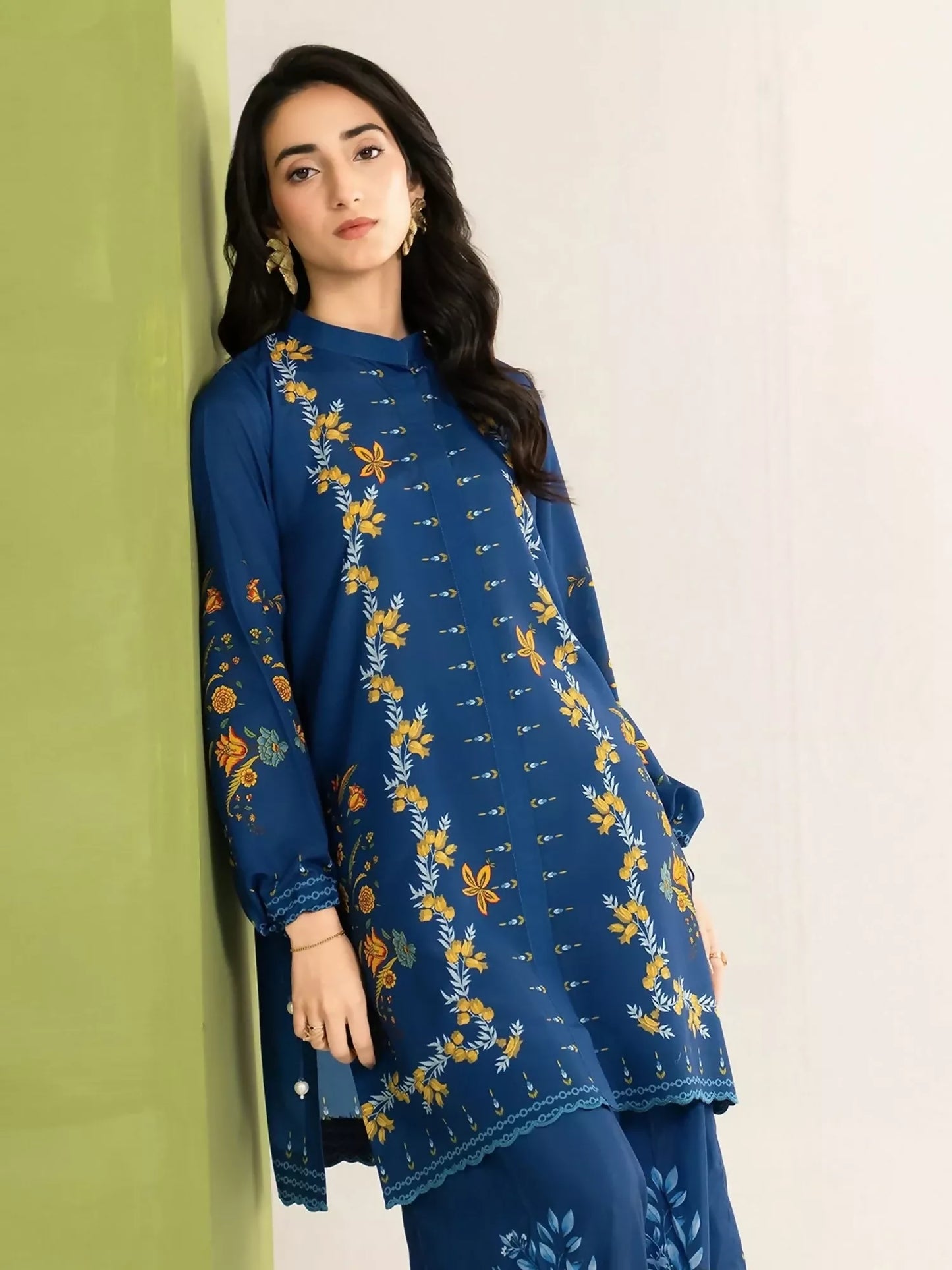 Panache Apparel Dear Summer Silk Lawn Printed Co-Ord Set-Cool Tide