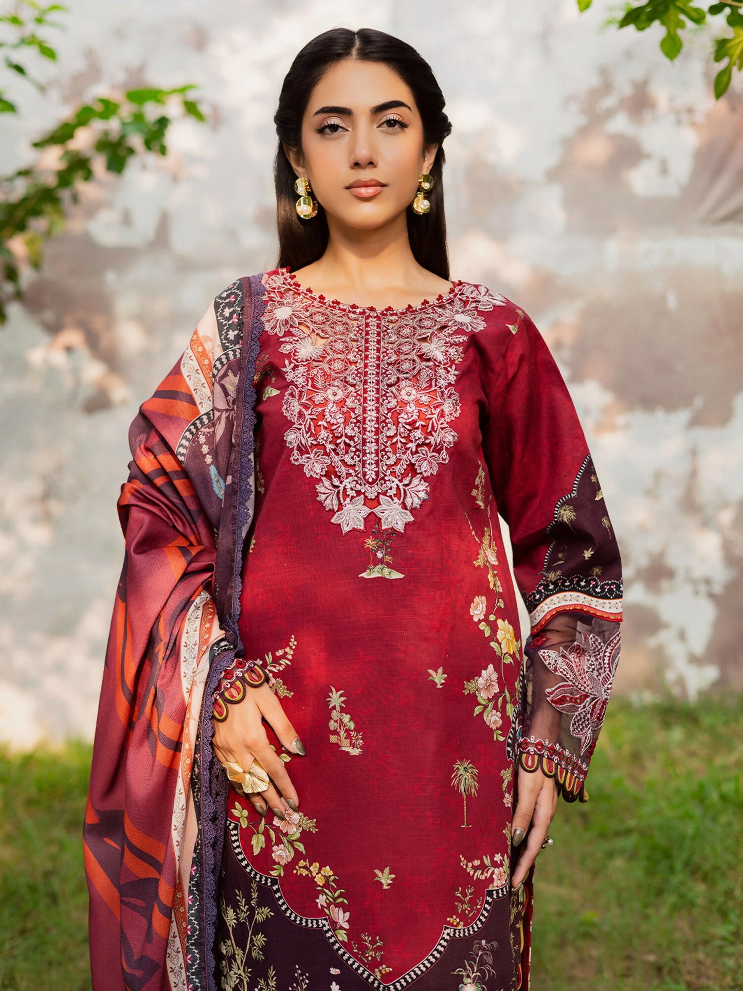 Parishay Rang e Sarma Khaddar Embroidered Unstitched 3-Piece Suit-SAR-06