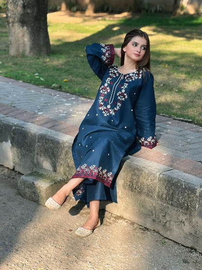 Tehzeeb Libas Cotton Lawn Embroidered Stitched 2-Piece Suit-HEER