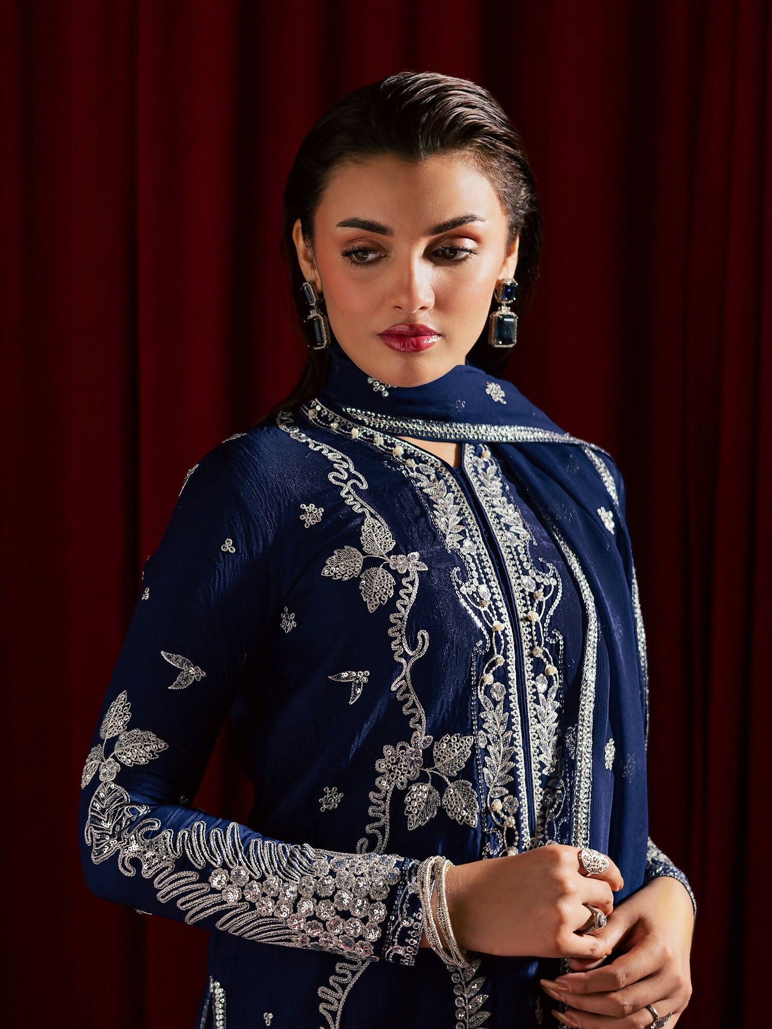 Allure By IH Luxury Pret Raw Silk Embellished Stitched 3-Piece Suit-Gul
