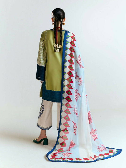 Jugnu by Hussain Rehar SS'25 Edit II Cotton Embroidered Unstitched 3-Piece Suit-Bia