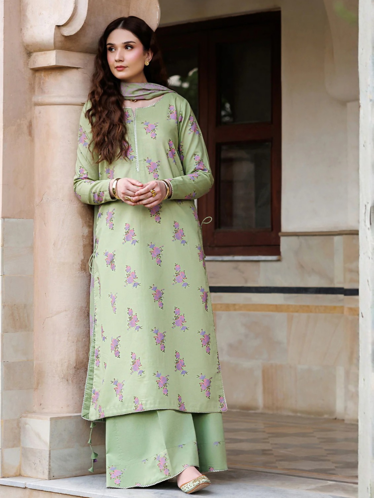 Green Panache Apparel Noor Mahal Cotton Printed Stitched Suit-Rehmaaz