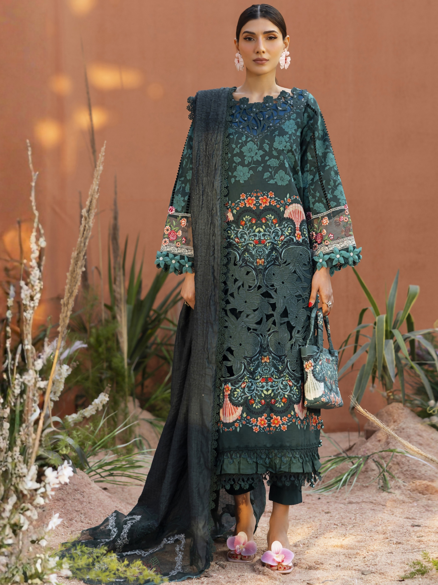 Parishay Ivy Bloom'26 Lawn Embroidered Unstitched 3-Piece Suit-IB-10
