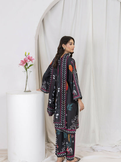 Stylish Collection Lawn Printed Stitched 3-Piece Suit-Rukhsar Black