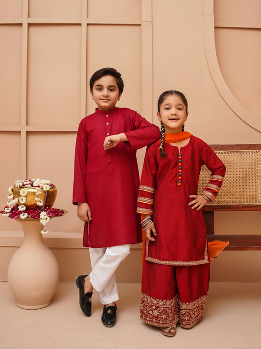 Kidoz Kloset Wash & Wear Kurta Pajama-Amber Mirage-Boy