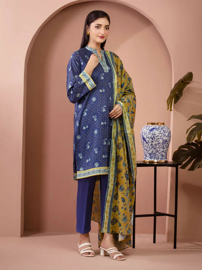 Edenrobe Allure Summer Lawn Printed Unstitched 3-Piece Suit-EWU5A1-35238