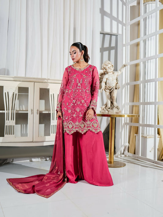 Farooq Hameed Studio Pariza Lux Festive'25 Organza Embroidered Stitched 3-Piece Suit-Inaya