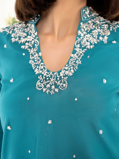 Allure By IH Luxury Pret Raw Silk Embellished Stitched 3-Piece Suit-Raha