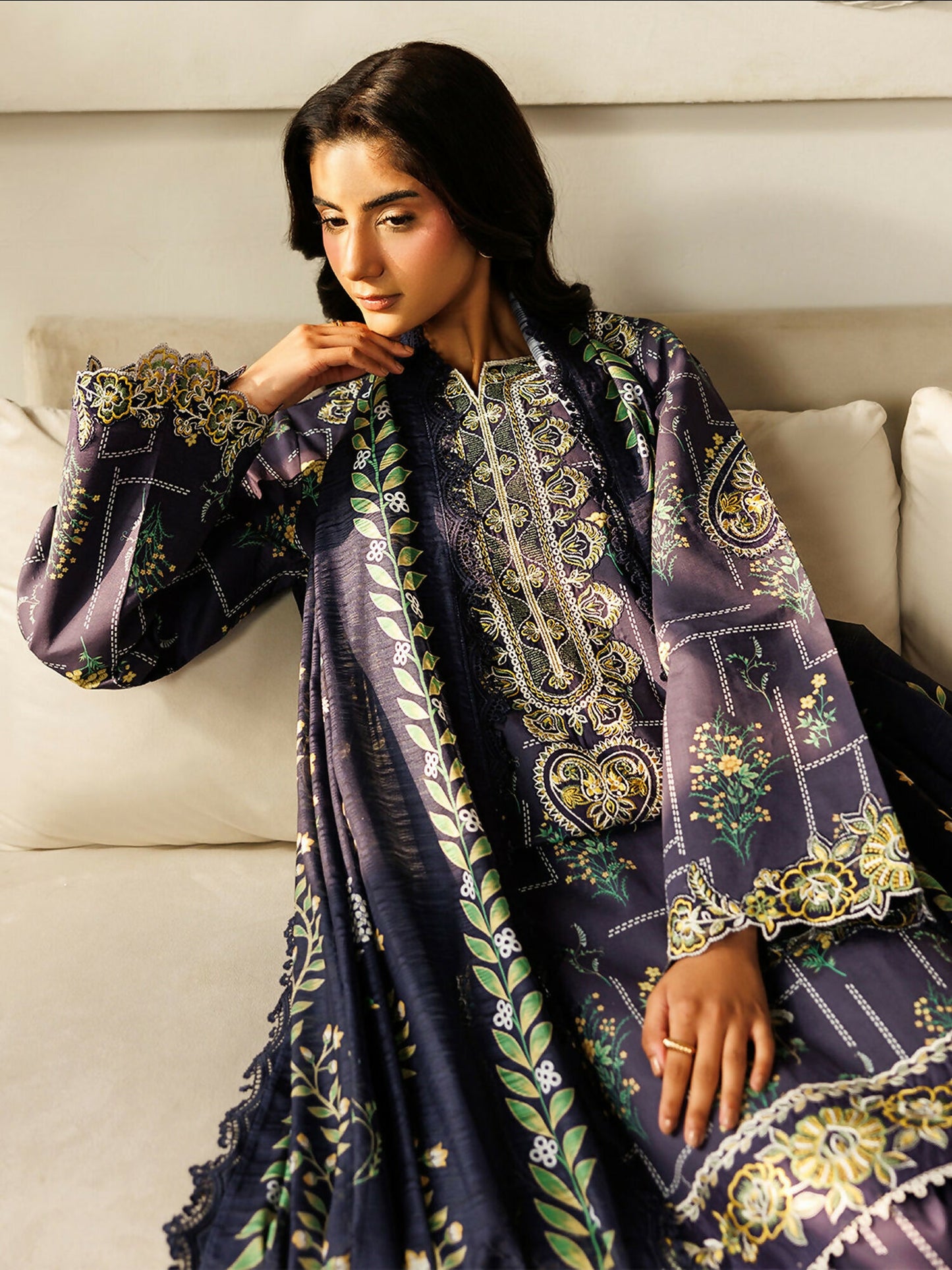 Mahnur Leila Lawn'26 Embroidered Stitched 3-Piece Suit-L-09