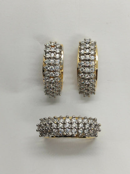 H&A Jewellery Dual Tone Stud Earrings and Ring Set